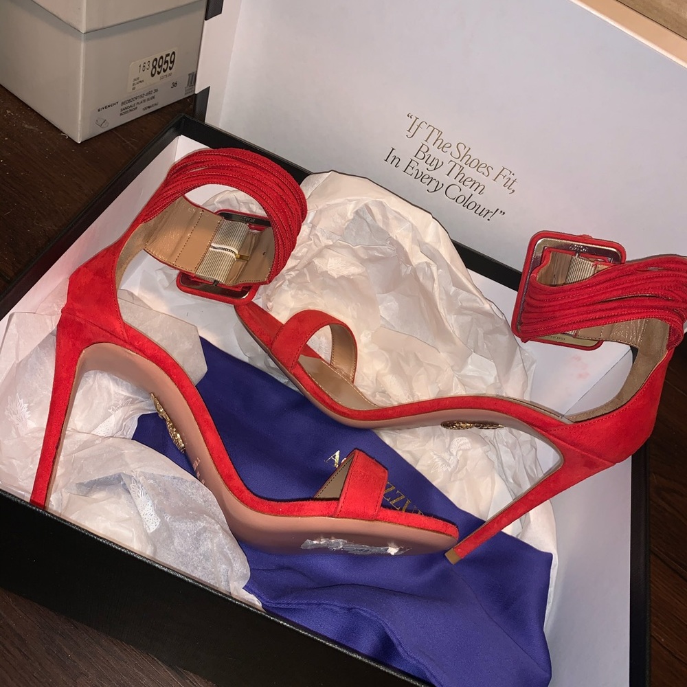 Red aquazarra sandal heel size 36 never worn